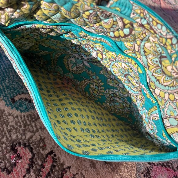 Vera Bradley Soft Briefcase Laptop Bag Teal and Green Paisley - Picture 4 of 6
